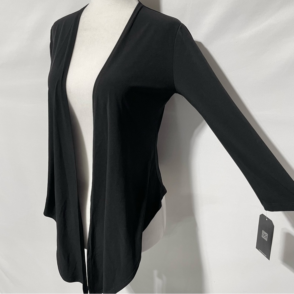 New Clara Sun Woo Modern Tie Front Cardigan Solid Black Size XS - Picture 9 of 16